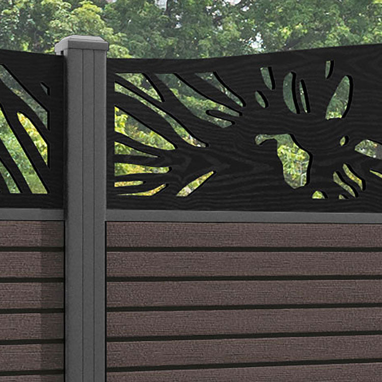 Hudson Poppy Curved Top Fence Panel - Mid Brown - with our aluminium posts