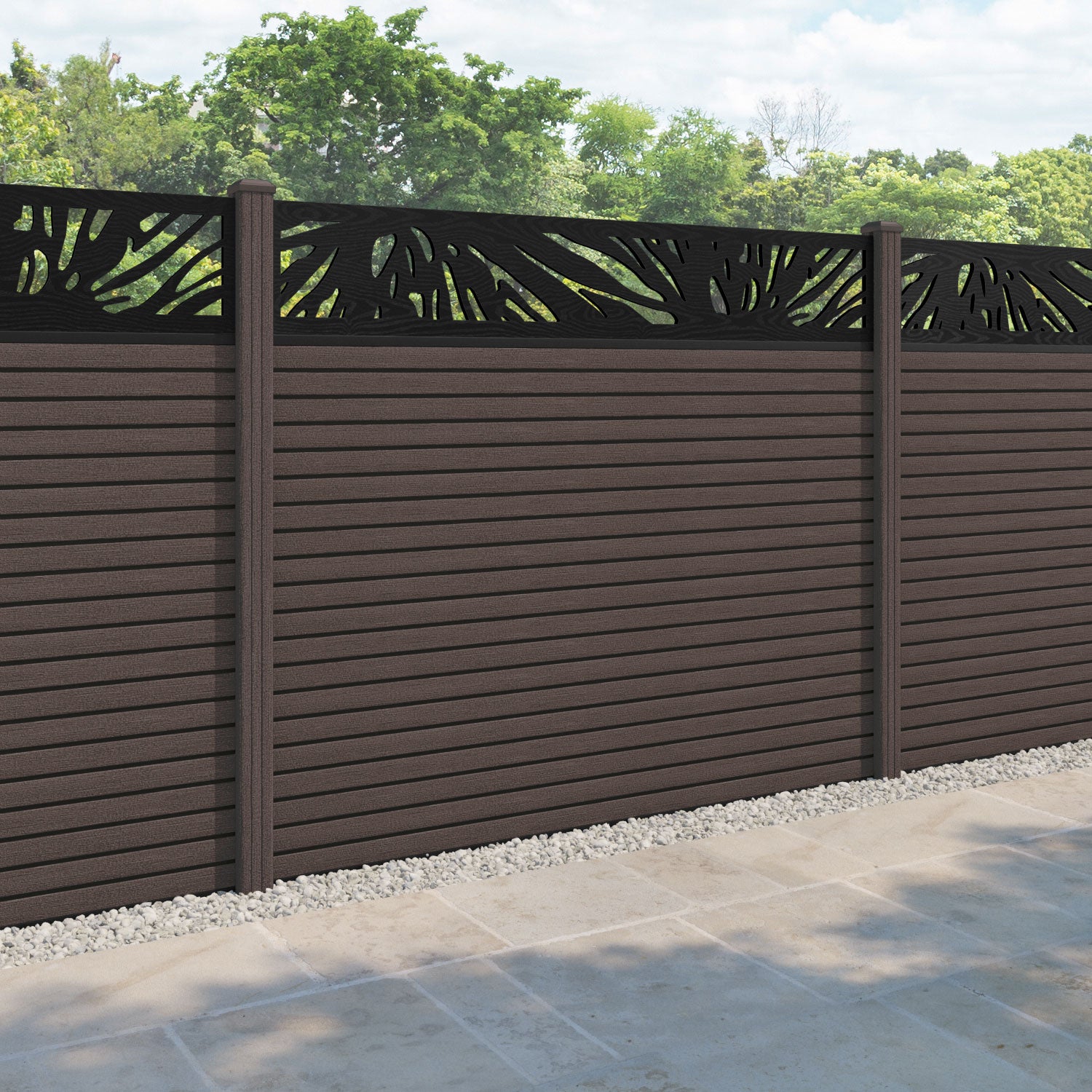 Hudson Poppy Fence Panel - Mid Brown - with our composite posts