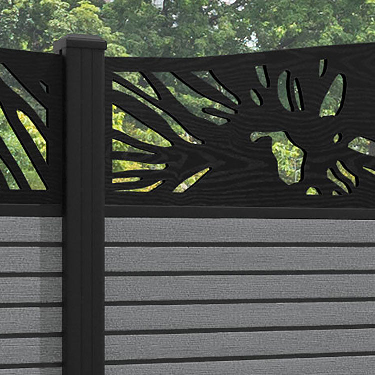 Hudson Poppy Curved Top Fence Panel - Mid Grey - with our composite posts