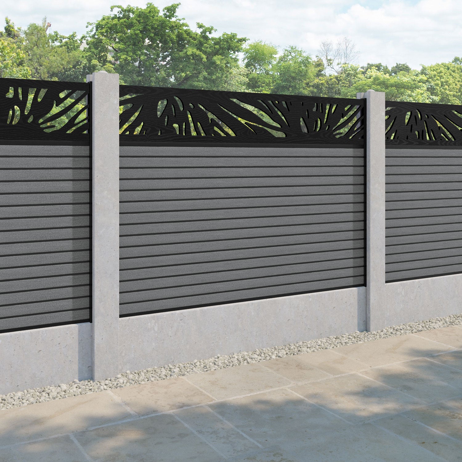 Hudson Poppy Fence Panel - Mid Grey - for existing concrete posts