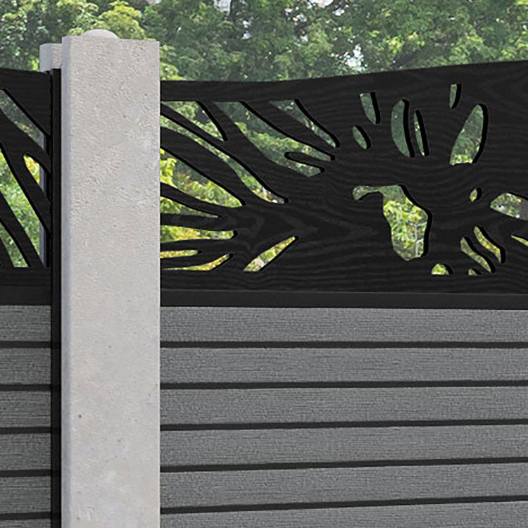 Hudson Poppy Curved Top Fence Panel - Mid Grey - for existing concrete posts