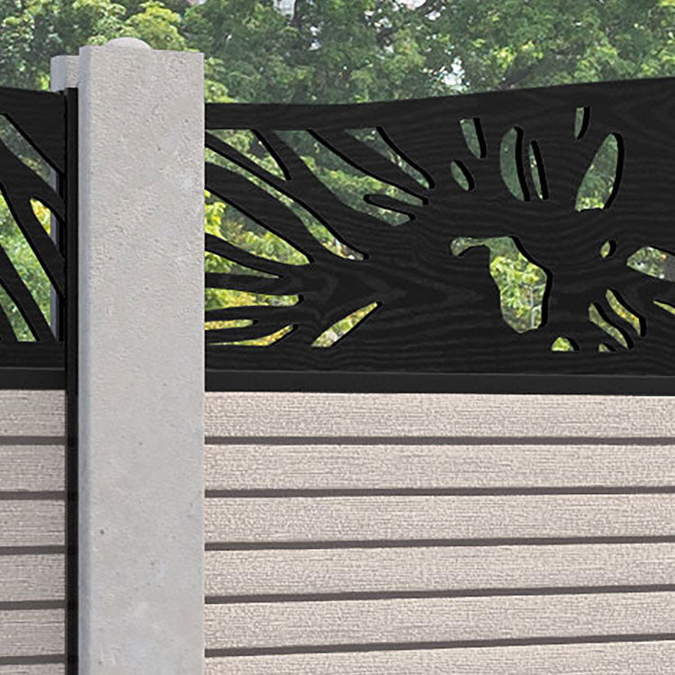 Hudson Poppy Curved Top Fence Panel - Mid Stone - for existing concrete posts
