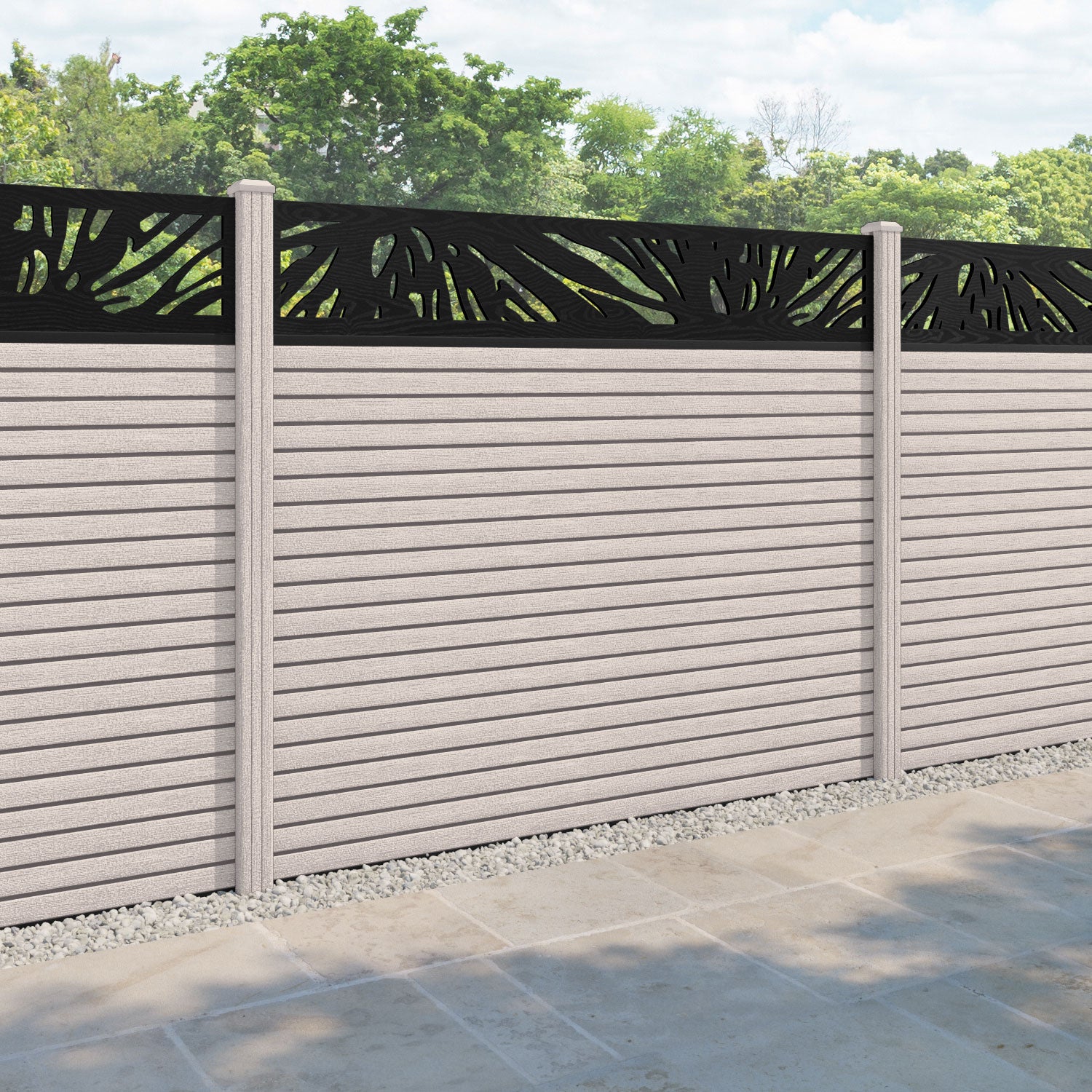 Hudson Poppy Fence Panel - Mid Stone - with our composite posts