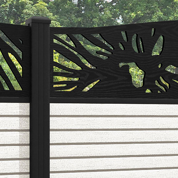 Hudson Poppy Curved Top Fence Panel - Light Stone - with our aluminium posts