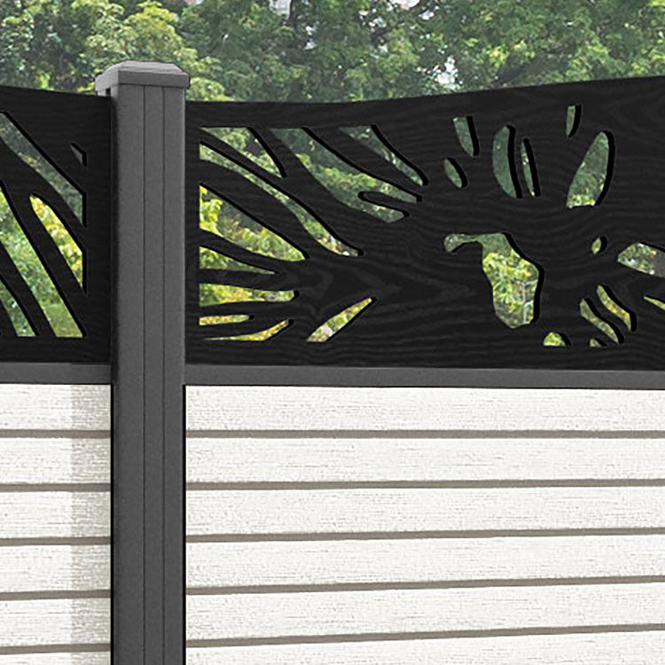 Hudson Poppy Curved Top Fence Panel - Light Stone - with our aluminium posts