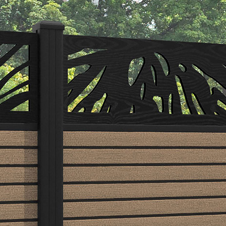 Hudson Poppy Fence Panel - Teak - with our aluminium posts