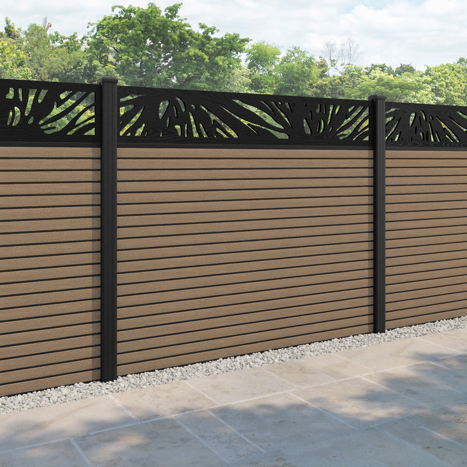 Hudson Poppy Fence Panel - Teak - with our composite posts