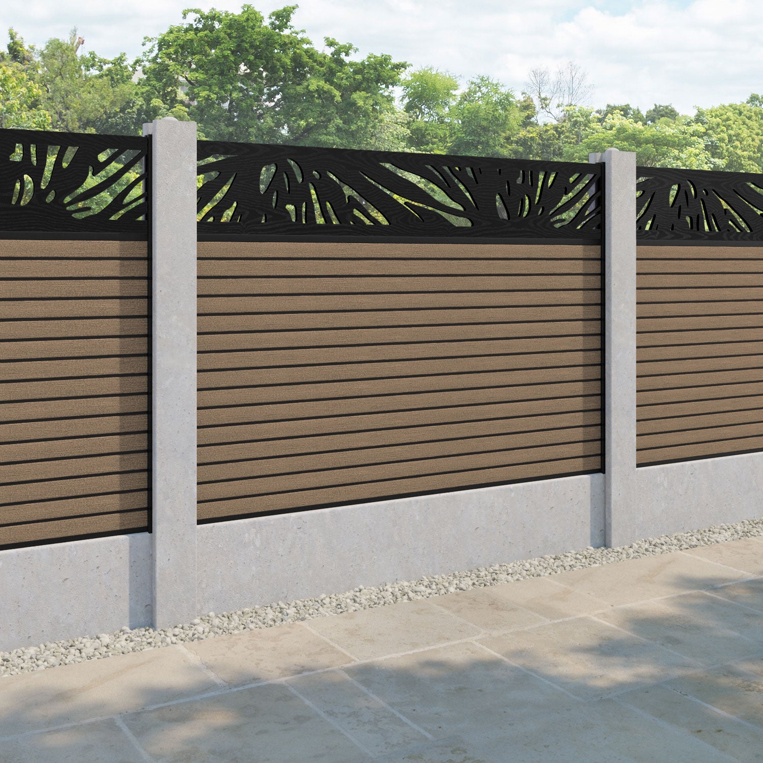 Hudson Poppy Fence Panel - Teak - for existing concrete posts