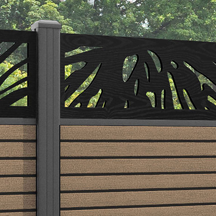 Hudson Poppy Fence Panel - Teak - with our aluminium posts