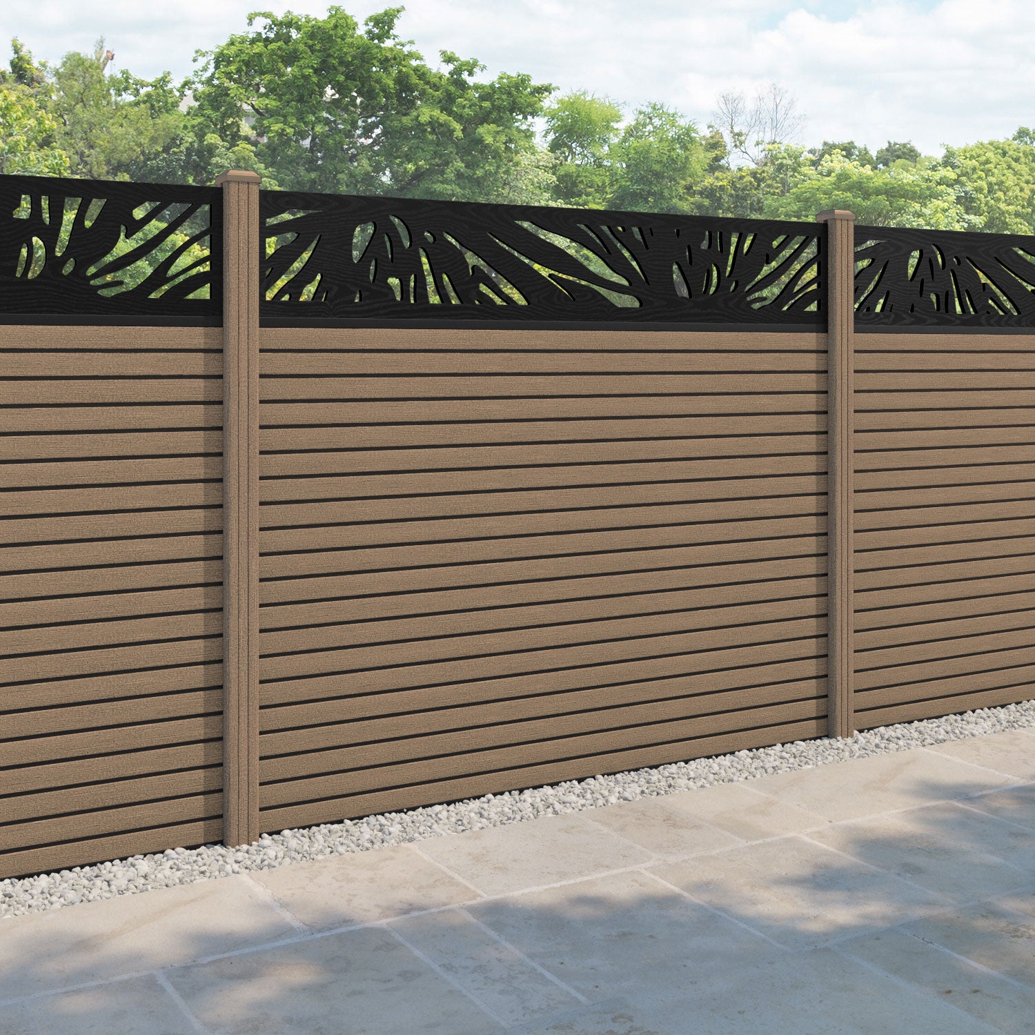 Hudson Poppy Fence Panel - Teak - with our composite posts