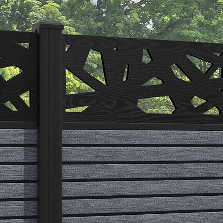 Hudson Prism Fence Panel - Anthracite - with our aluminium posts