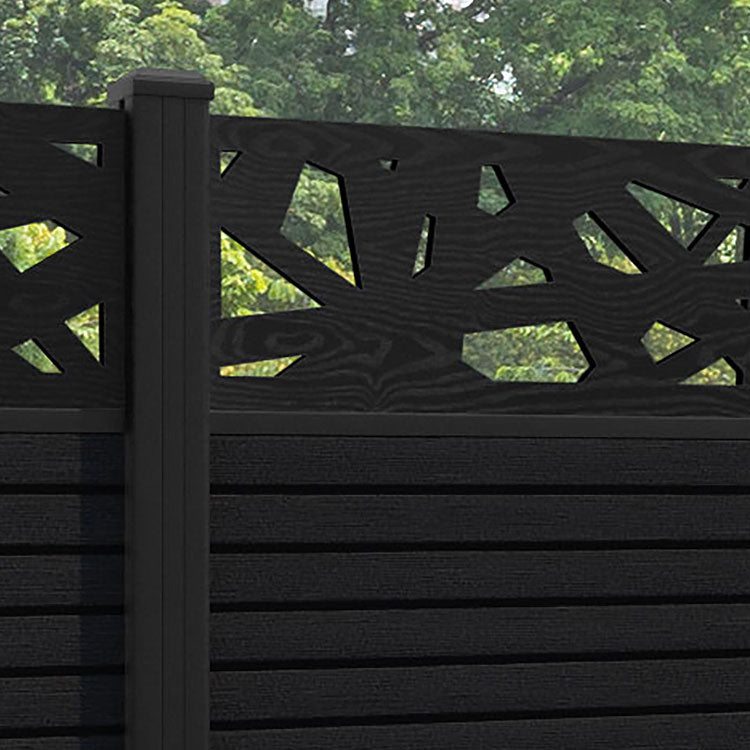 Hudson Prism Fence Panel - Black - with our aluminium posts
