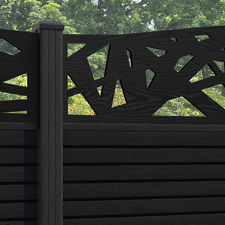 Hudson Prism Curved Top Fence Panel - Black - with our composite posts