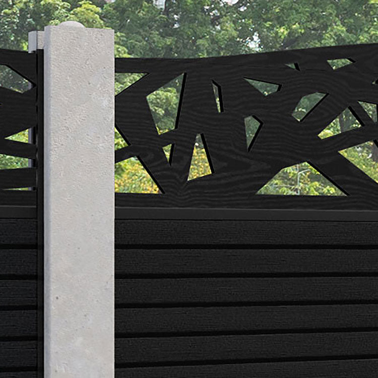 Hudson Prism Curved Top Fence Panel - Black - for existing concrete posts
