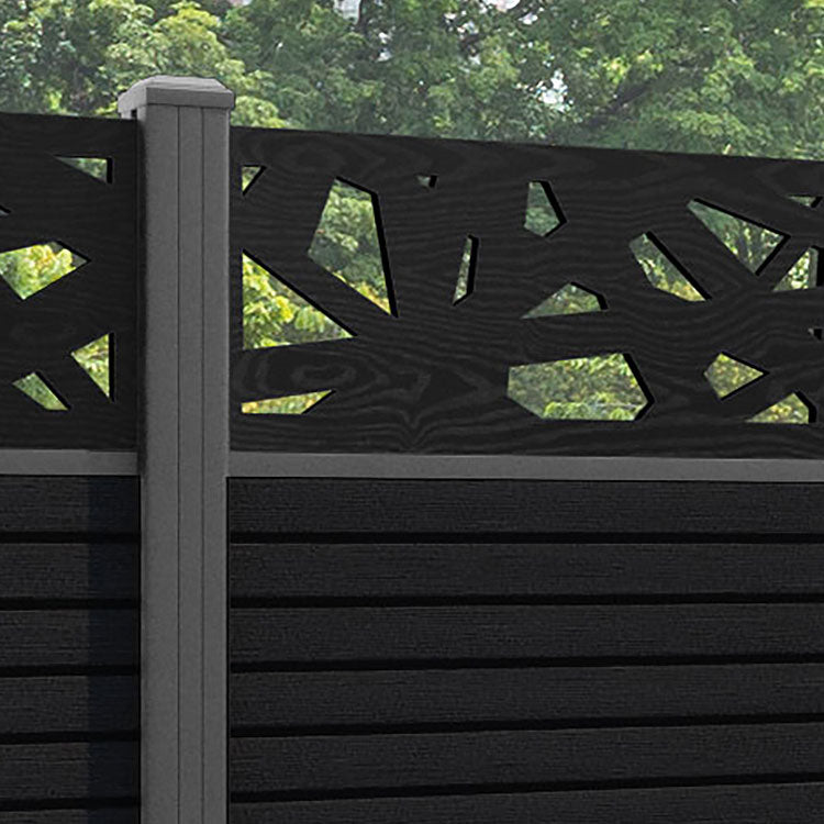 Hudson Prism Fence Panel - Black - with our aluminium posts