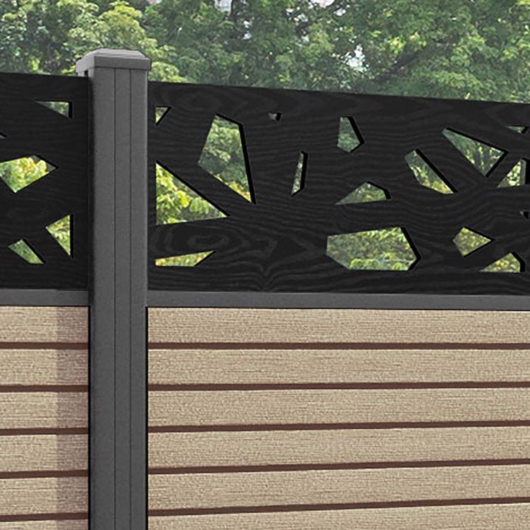 Hudson Prism Fence Panel - Light Oak - with our aluminium posts