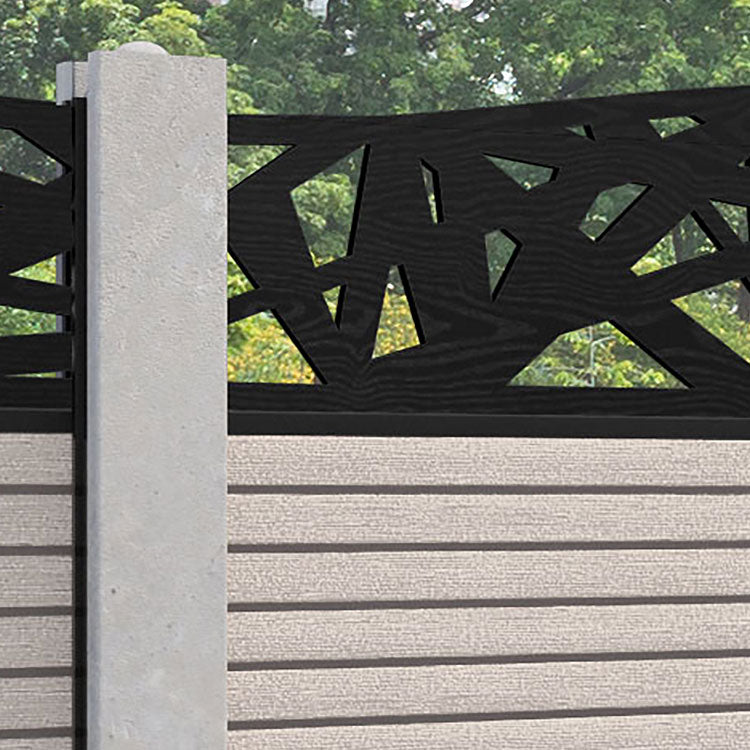 Hudson Prism Curved Top Fence Panel - Mid Stone - for existing concrete posts