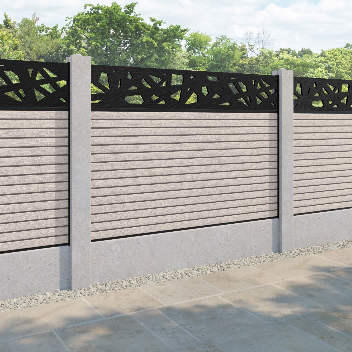 Hudson Prism Fence Panel - Mid Stone - for existing concrete posts