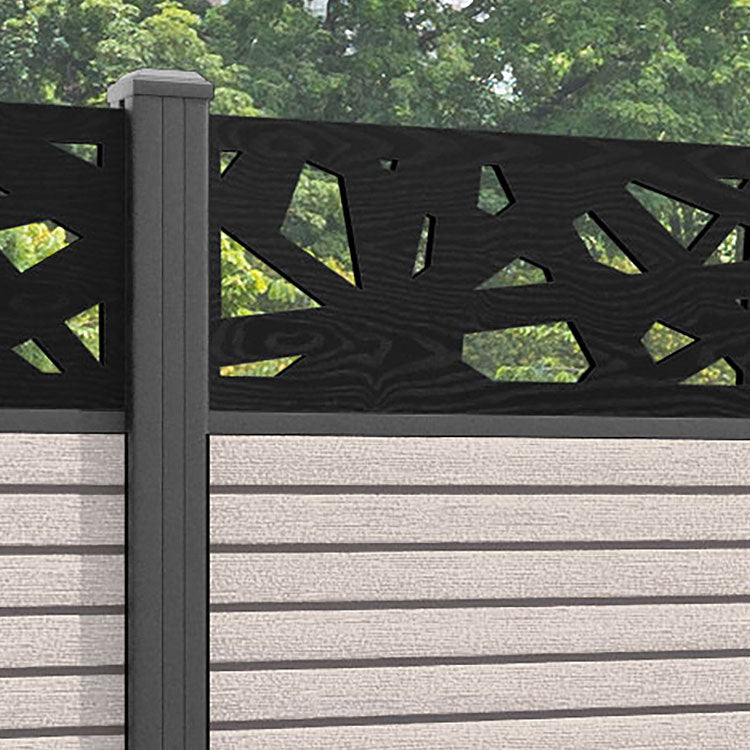 Hudson Prism Fence Panel - Mid Stone - with our aluminium posts
