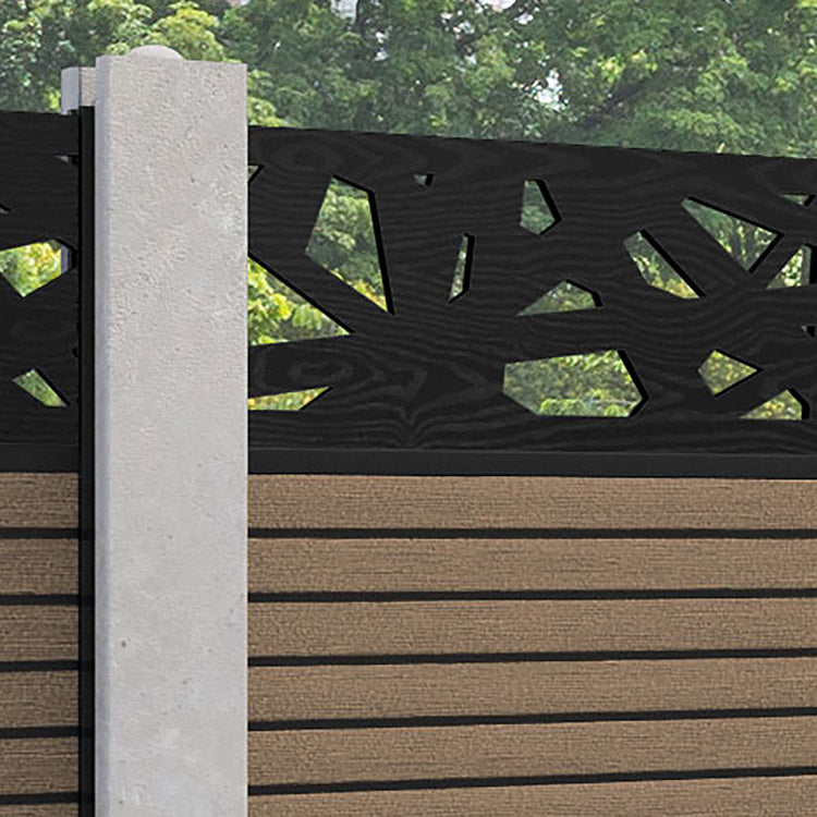 Hudson Prism Fence Panel - Teak  - for existing concrete posts
