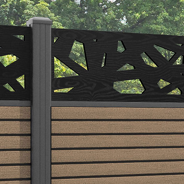 Hudson Prism Fence Panel - Teak - with our aluminium posts