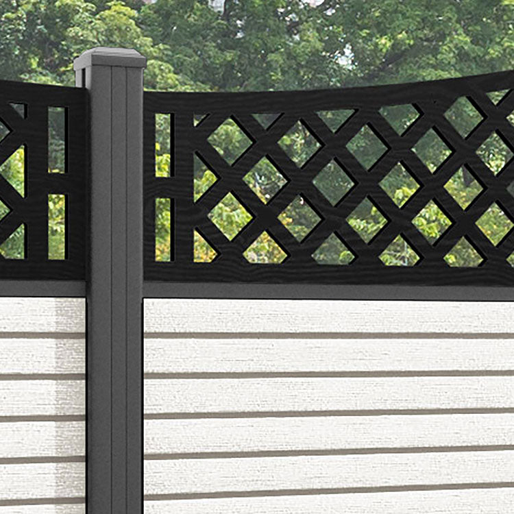 Hudson Oxford Curved Top Fence Panel - Light Stone - with our aluminium posts
