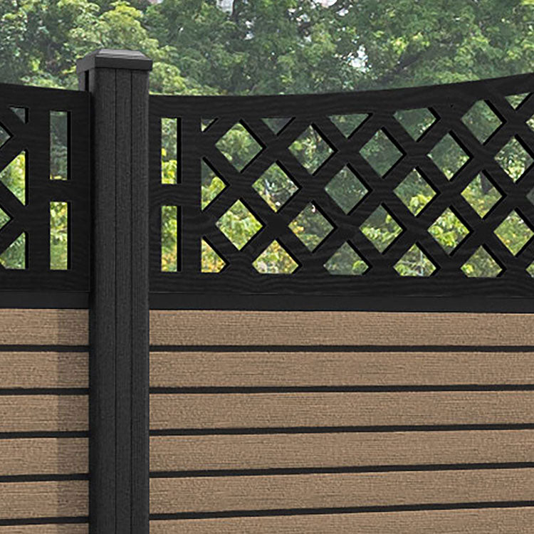 Hudson Oxford Curved Top Fence Panel - Teak - with our composite posts