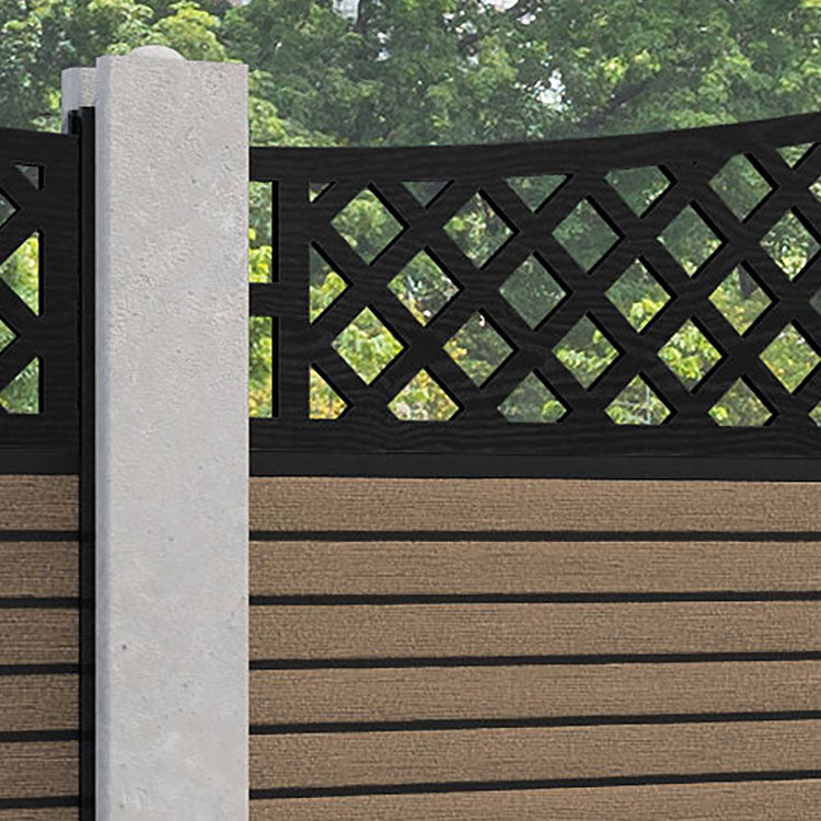 Hudson Oxford Curved Top Fence Panel - Teak - for existing concrete posts