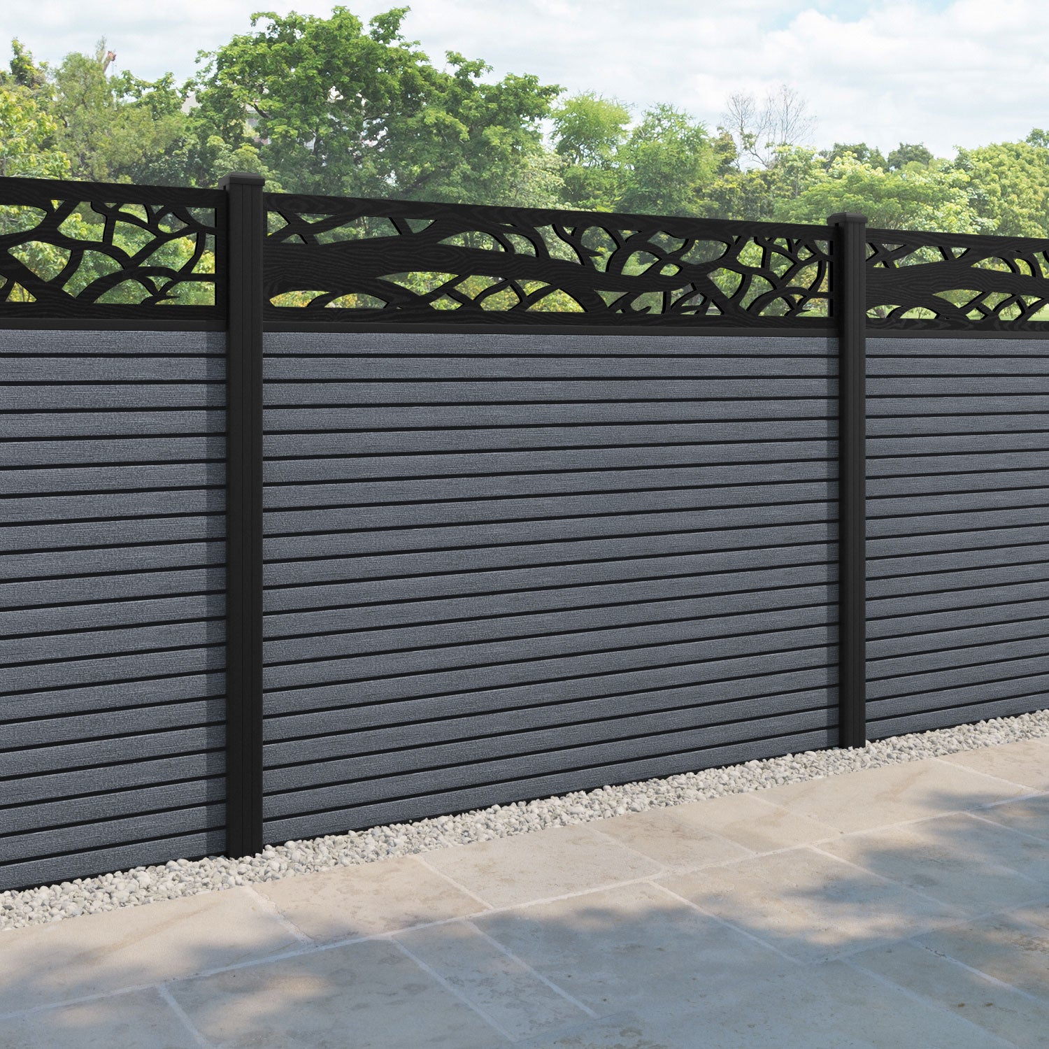 Hudson Twilight Fence Panel - Anthracite - with our aluminium posts