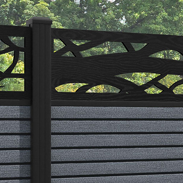 Hudson Twilight Fence Panel - Anthracite - with our aluminium posts