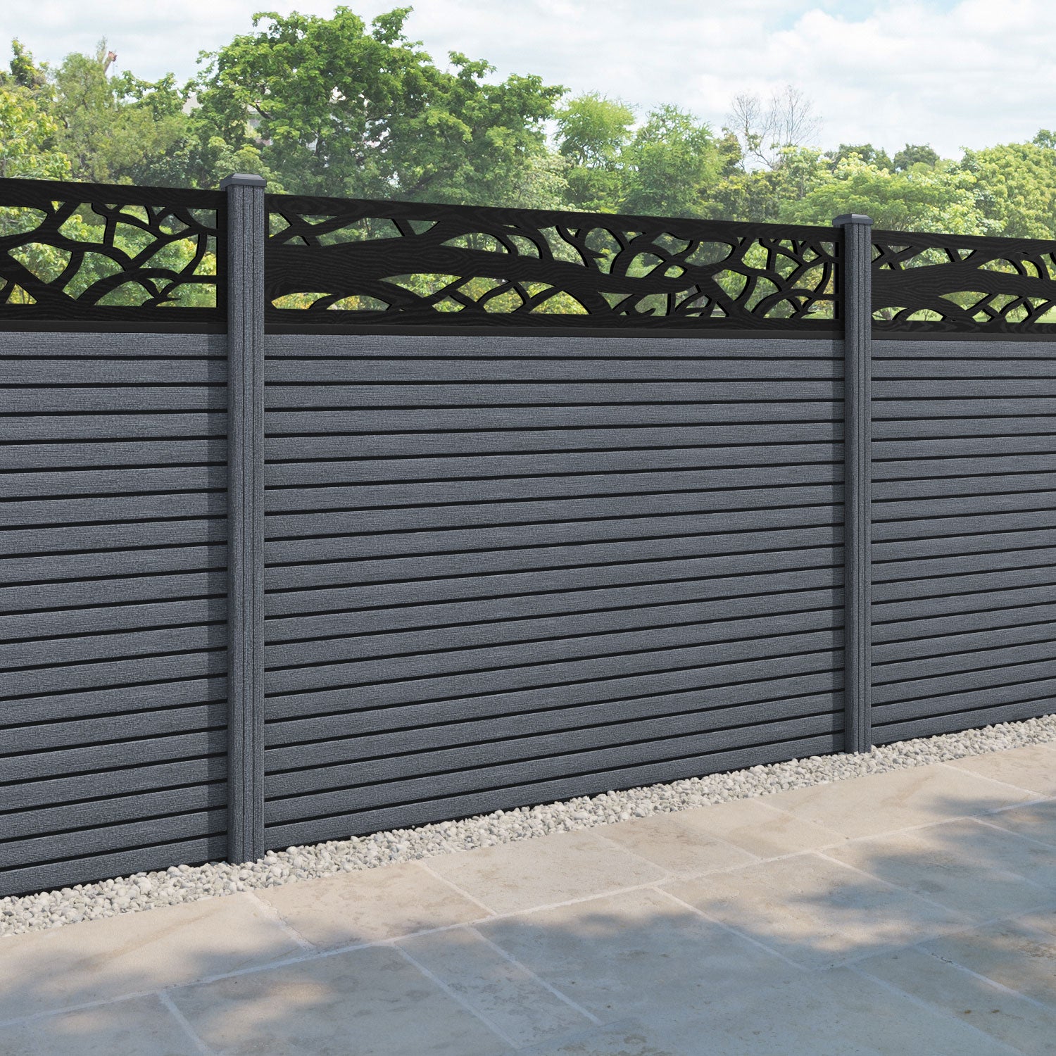 Hudson Twilight Fence Panel - Anthracite - with our composite posts