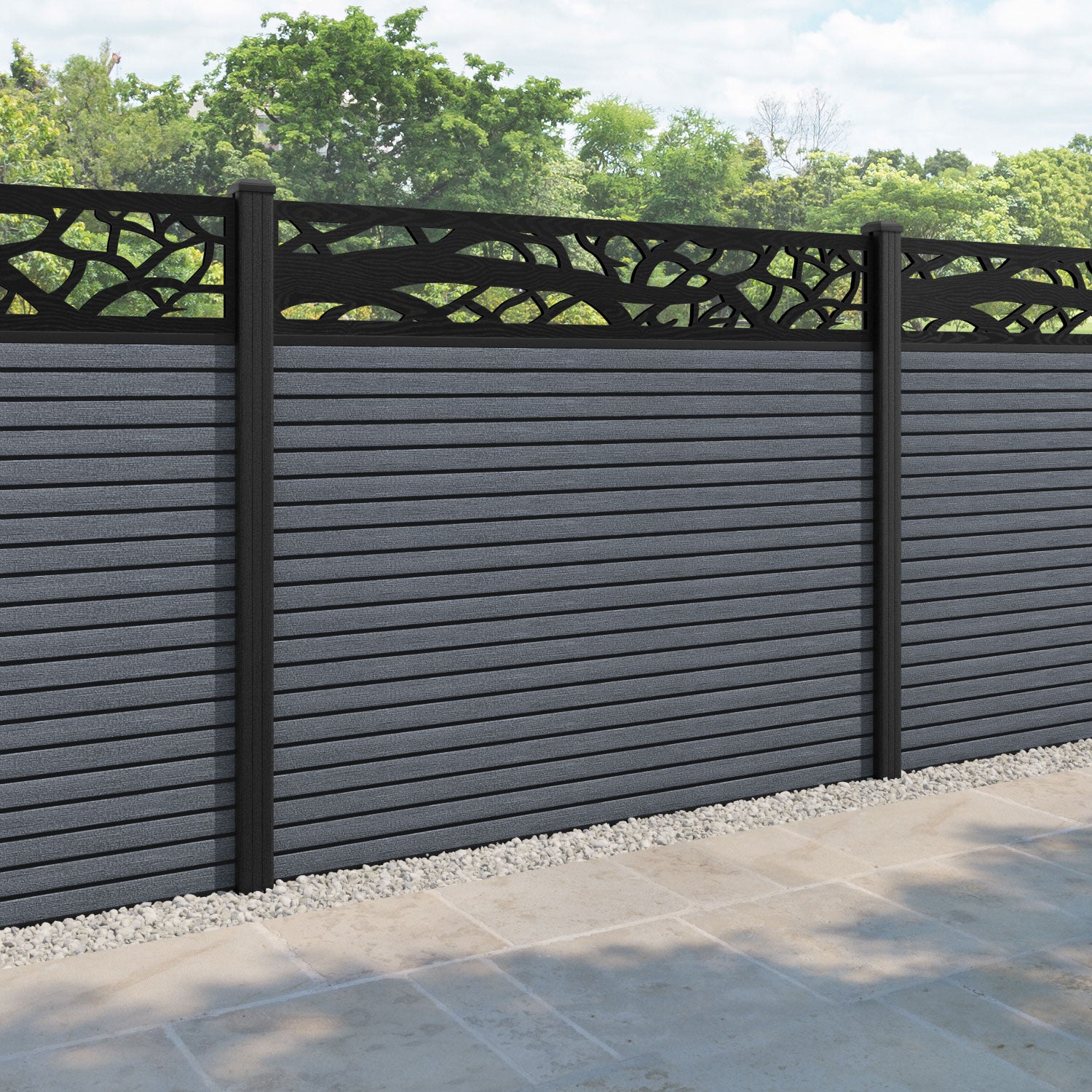 Hudson Twilight Fence Panel - Anthracite - with our composite posts
