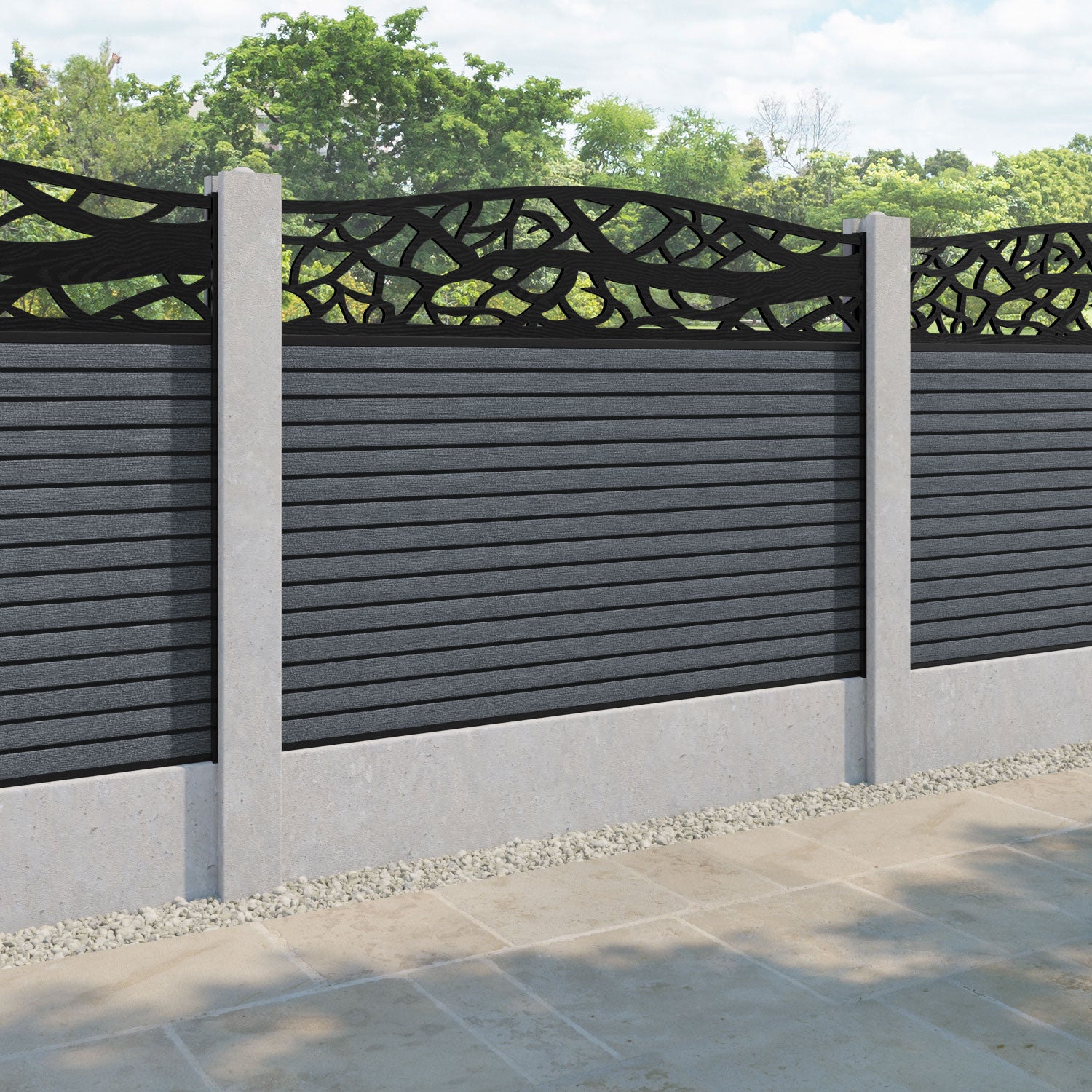 Hudson Twilight Curved Top Fence Panel - Anthracite - for existing concrete posts