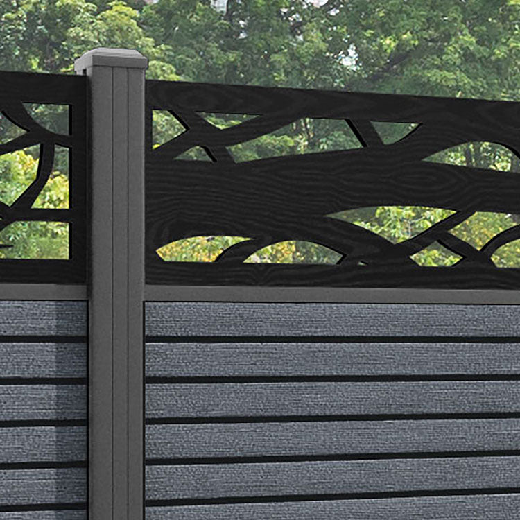 Hudson Twilight Fence Panel - Anthracite - with our aluminium posts