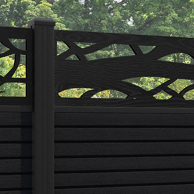 Hudson Twilight Fence Panel - Black - with our aluminium posts