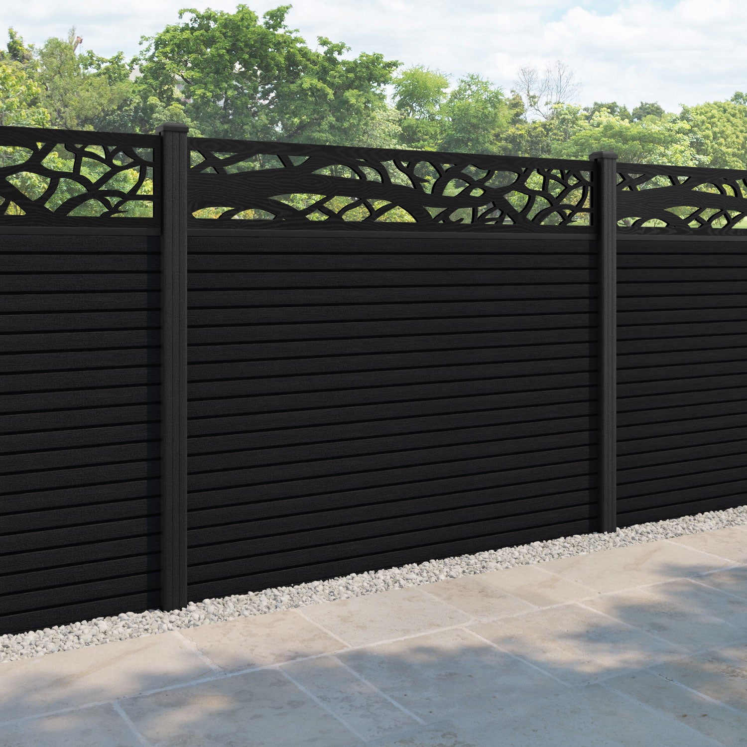 Hudson Twilight Fence Panel - Black - with our composite posts