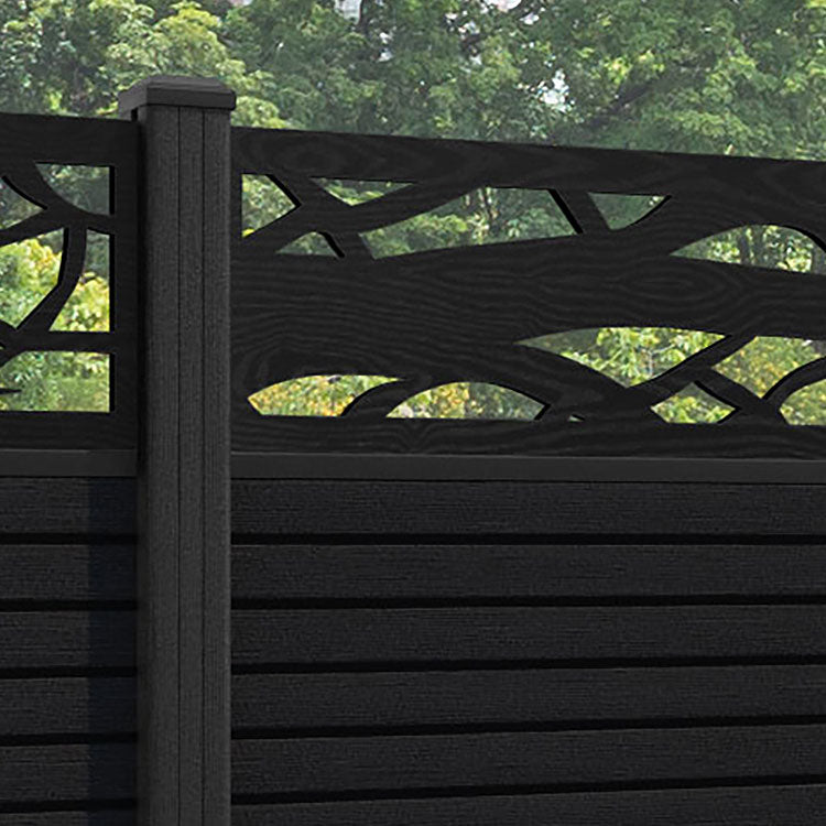 Hudson Twilight Fence Panel - Black - with our composite posts