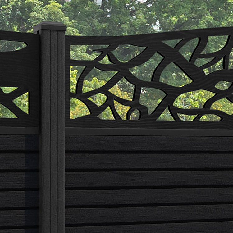Hudson Twilight Curved Top Fence Panel - Black - with our composite posts