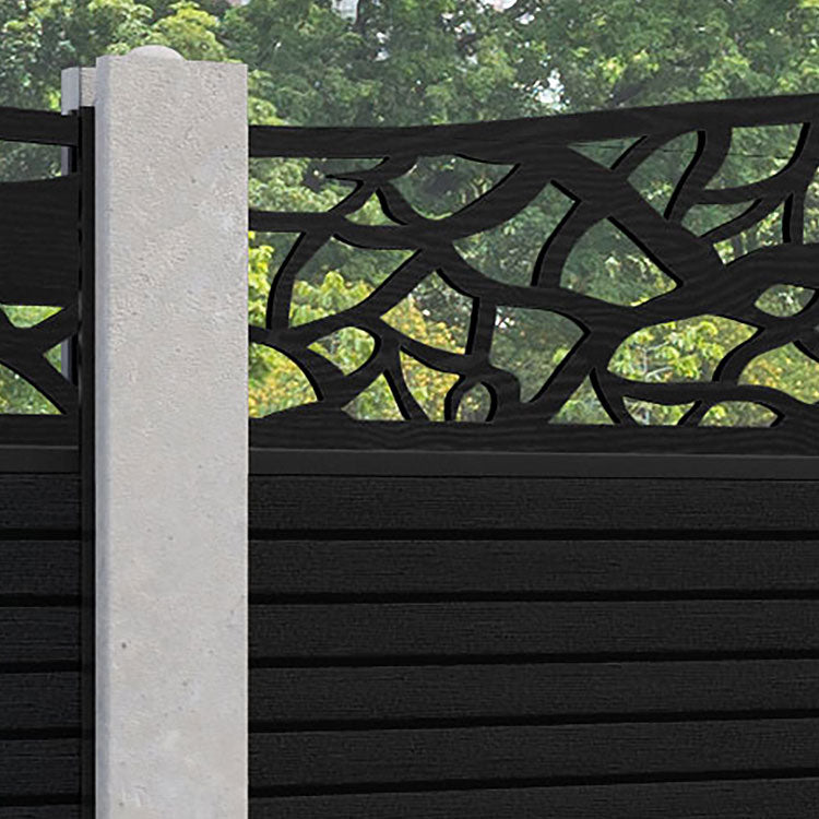 Hudson Twilight Curved Top Fence Panel - Black - for existing concrete posts