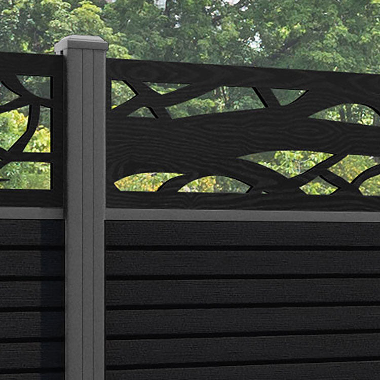 Hudson Twilight Fence Panel - Black - with our aluminium posts