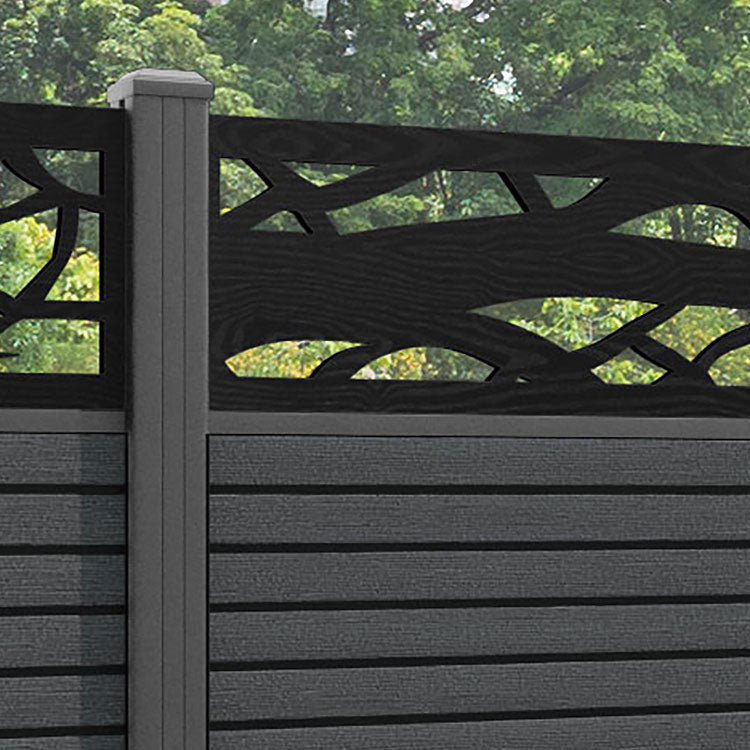 Hudson Twilight Fence Panel - Dark Grey - with our aluminium posts