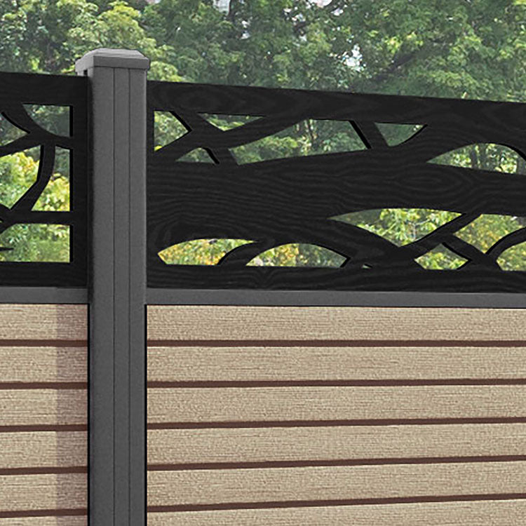 Hudson Twilight Fence Panel - Light Oak - with our aluminium posts