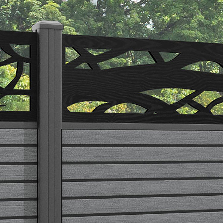 Hudson Twilight Fence Panel - Mid Grey - with our aluminium posts
