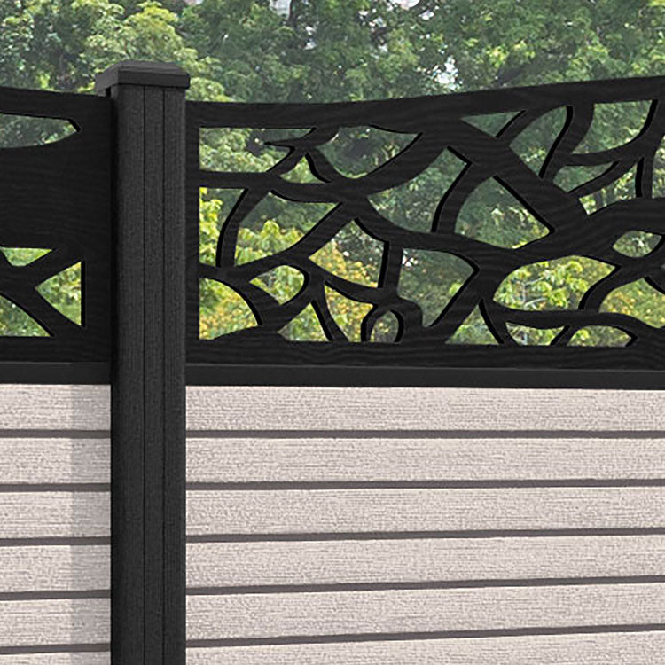 Hudson Twilight Curved Top Fence Panel - Mid Stone - with our composite posts