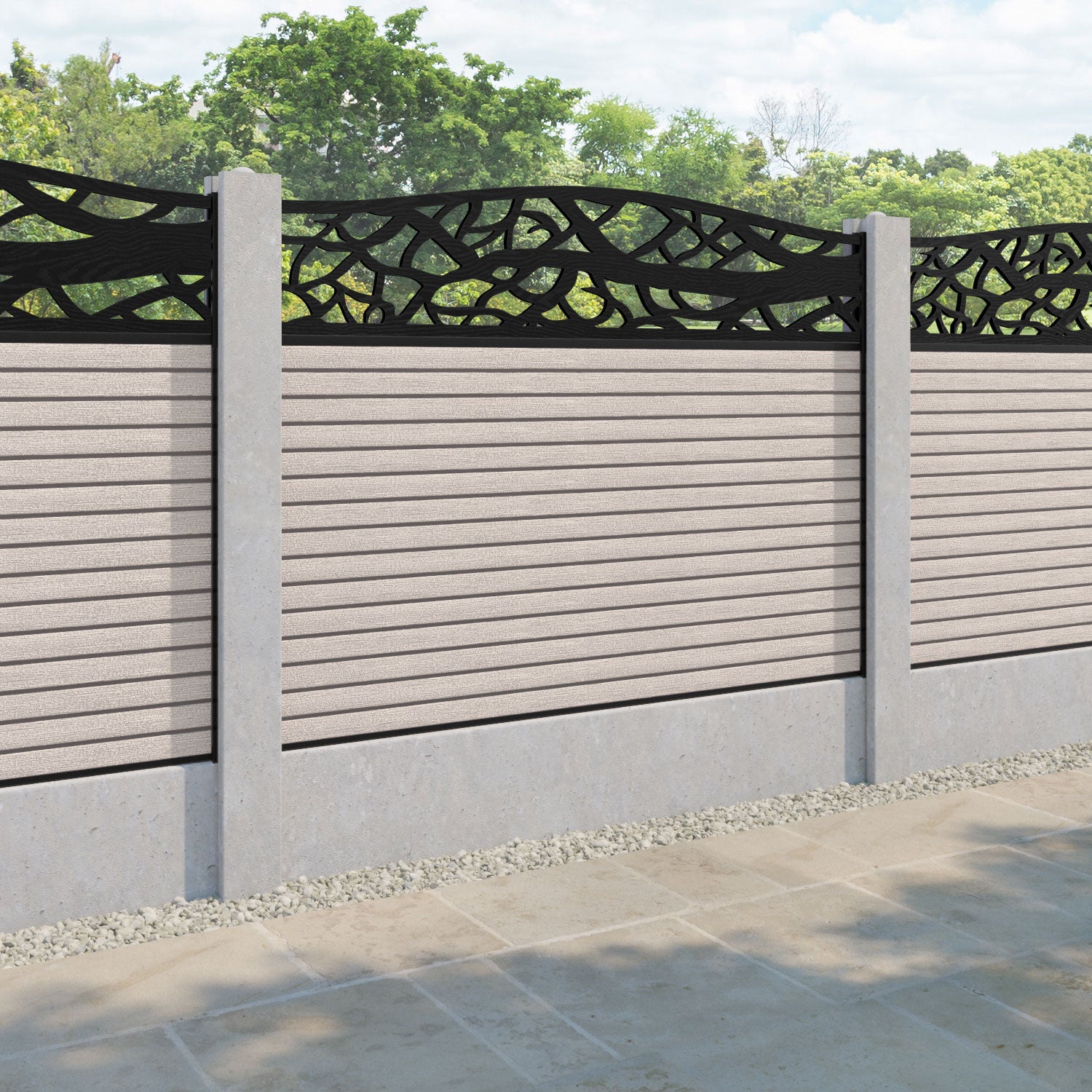 Hudson Twilight Curved Top Fence Panel - Mid Stone - for existing concrete posts