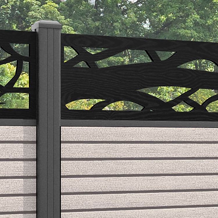 Hudson Twilight Fence Panel - Mid Stone - with our aluminium posts
