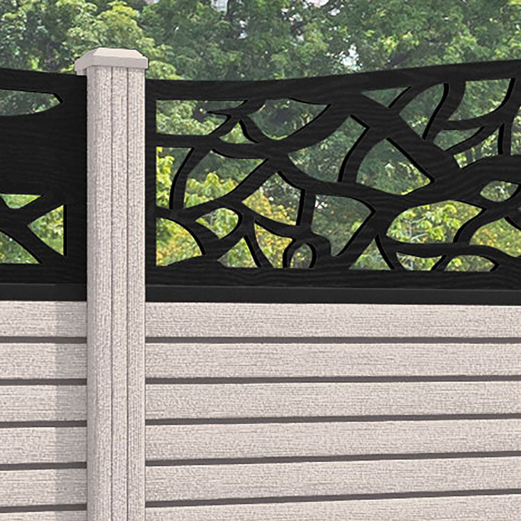 Hudson Twilight Curved Top Fence Panel - Mid Stone - with our composite posts