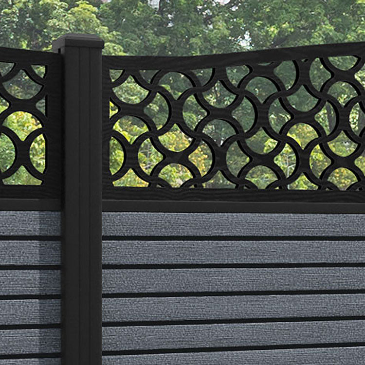 Hudson Vida Curved Top Fence Panel - Anthracite - with our aluminium posts