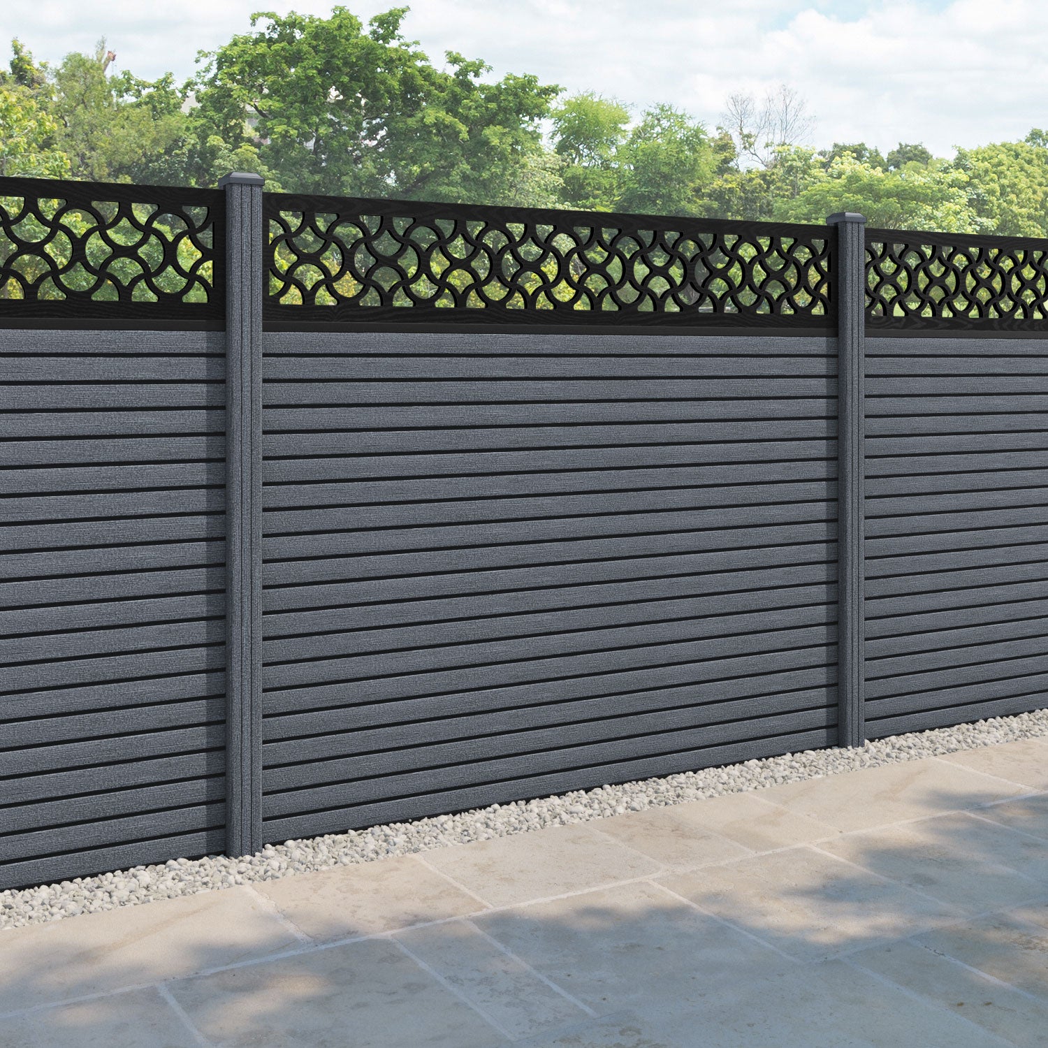 Hudson Vida Fence Panel - Anthracite - with our composite posts