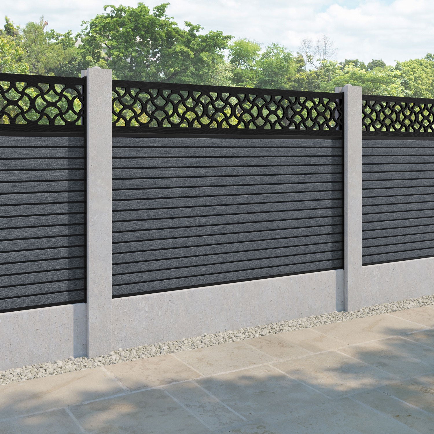Hudson Vida Fence Panel - Anthracite - for existing concrete posts